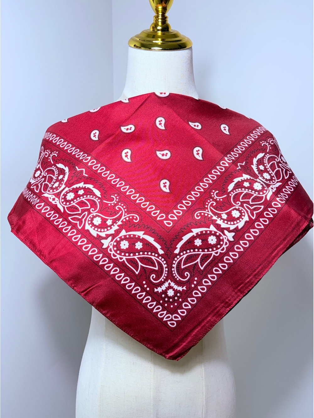 Burgundy Red Paisley Bandana Scarf - 22" Square, New Without Tags
